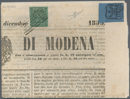 00736 Italien - Altitalienische Staaten: Modena: 1852/1853 : Combination Franking MODENA/PARMA. Modena 185 - Modène