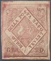 00747 Italien - Altitalienische Staaten: Neapel: 1858: 20 Grana, First Plate, Brownish Rose, Mint With Ori - Nápoles