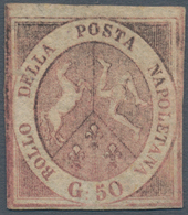00752 Italien - Altitalienische Staaten: Neapel: 1859, 50 Grana Rose, Unsued, Signed And Certificate Calve - Napoli