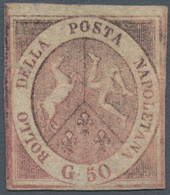 00752 Italien - Altitalienische Staaten: Neapel: 1859, 50 Grana Rose, Unsued, Signed And Certificate Calve - Naples