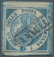 00754 Italien - Altitalienische Staaten: Neapel: 1860: ½ T "Trinacria" Blue, Wonderful Fresh Colour, With - Napels