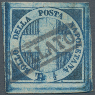 00761 Italien - Altitalienische Staaten: Neapel: 1860: ½ T "Croce Di Savoia", Copper-blue, With Very Wide - Napoli