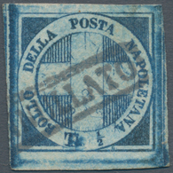 00761 Italien - Altitalienische Staaten: Neapel: 1860: ½ T "Croce Di Savoia", Copper-blue, With Very Wide - Napels