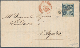 00763 Italien - Altitalienische Staaten: Neapel: 1860: ½ T "Croce Di Savoia" Dark Blue, Wide-margins On Al - Napels