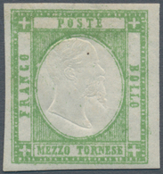 00766 Italien - Altitalienische Staaten: Neapel: 1861, ½ Tornese Emerald Green, Unsued With Gum. Certifica - Napels