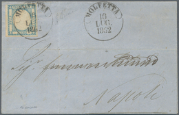 00774 Italien - Altitalienische Staaten: Neapel: 1861, 2 Grana Light Blue With INTERTED CENTER, On A Lette - Napels