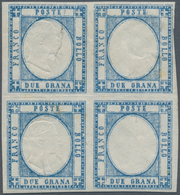 00775 Italien - Altitalienische Staaten: Neapel: 1861, 2 Grana, Block Of Four, The Two Copies On The Right - Napoli
