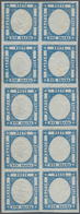 00776 Italien - Altitalienische Staaten: Neapel: 1861, 2 Grana Blue, Block Of Ten, The Copies On The Right - Neapel