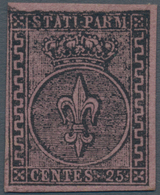 00782 Italien - Altitalienische Staaten: Parma: 1852, 25 Centesimi Violet, Unsued With Gum, Slight Thinnin - Parma