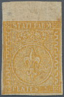00784 Italien - Altitalienische Staaten: Parma: 1853, 5 Cents. Orange-yellow, With Sheet Margin At Top, Mi - Parma