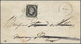 00798 Italien - Altitalienische Staaten: Sardinien: 1851, 5 Cents Black, Isolated Use (Sassone 45.000 ?) O - Sardegna