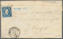 00802 Italien - Altitalienische Staaten: Sardinien: 1851, 20 Cents Blue, On A Letter Dated March 15, 1851 - Sardinien