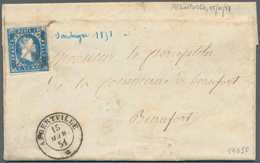 00802 Italien - Altitalienische Staaten: Sardinien: 1851, 20 Cents Blue, On A Letter Dated March 15, 1851 - Sardinia