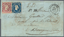 00803 Italien - Altitalienische Staaten: Sardinien: 1851, 40 Cents Rose And 20 Cents Azure On Letter To Bo - Sardinië