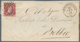 00808 Italien - Altitalienische Staaten: Sardinien: 1851: 40 Cents Rose Carmine, On A Small Envelope From - Sardaigne