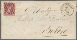 00808 Italien - Altitalienische Staaten: Sardinien: 1851: 40 Cents Rose Carmine, On A Small Envelope From - Sardinien