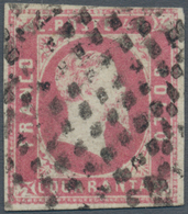 00809 Italien - Altitalienische Staaten: Sardinien: 1851: 40 Cent. Carmine Rose Cancelled By Mute Rhombes, - Sardaigne