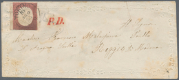 00819 Italien - Altitalienische Staaten: Sardinien: 1854: 40 Cents Brick Red On Valentines Letter With Emb - Sardinië