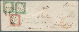 00833 Italien - Altitalienische Staaten: Sardinien: 1857, Feb. 11: 5 Cents Emerald Green, Horizontal Pair - Sardinien