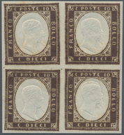 00838 Italien - Altitalienische Staaten: Sardinien: 1858: 10 Cents Dark Chocolate Brown, 1859 Printing, Bl - Sardinië
