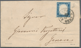 00845 Italien - Altitalienische Staaten: Sardinien: 1859, 20 Cents Dark Blue On Letter Complete With Conte - Sardinien