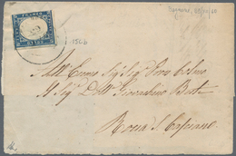 00847 Italien - Altitalienische Staaten: Sardinien: 1860. BAGNONE, 20 Cents Cobalt Gray, On A Letter Addre - Sardinië