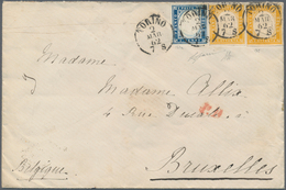 00849 Italien - Altitalienische Staaten: Sardinien: 1862: 80 Cents Yellow Orange - Two Copies And 20 Cente - Sardinia