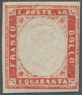 00853 Italien - Altitalienische Staaten: Sardinien: 1855: 40 Cents Dark Vermilion, Mint With Original Gum, - Sardaigne