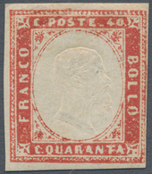 00853 Italien - Altitalienische Staaten: Sardinien: 1855: 40 Cents Dark Vermilion, Mint With Original Gum, - Sardinië