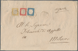 00858 Italien - Altitalienische Staaten: Sardinien: 1859: Tricolour Franking Of 80 Cents Pale Yellow Ochre - Sardegna
