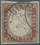 00861 Italien - Altitalienische Staaten: Sardinien: 1862, 3 Lire Copper, Used (Turin 26 May 6.), Well Marg - Sardaigne