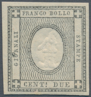 00864 Italien - Altitalienische Staaten: Sardinien: 1861: 2 Cents Gray Black With Error Embossed "1" Inste - Sardegna
