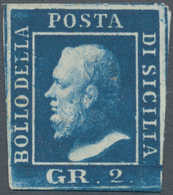00868 Italien - Altitalienische Staaten: Sizilien: 1859, 2 Grana Blue, Naples Paper, Third Plate, Mint, Ce - Sicilië