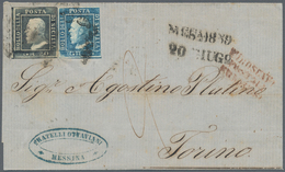 00870 Italien - Altitalienische Staaten: Sizilien: 1859: 20 Grana Gray And 2 Grana Blue, Both Tied By "hor - Sicilia