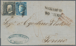 00870 Italien - Altitalienische Staaten: Sizilien: 1859: 20 Grana Gray And 2 Grana Blue, Both Tied By "hor - Sicile