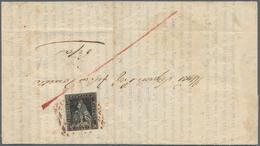 00873 Italien - Altitalienische Staaten: Toscana: 1855: 1 Q. Black On Bluish Paper, On Circular From Flore - Toscana