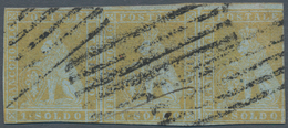 00874 Italien - Altitalienische Staaten: Toscana: 1851, 1 Soldo, Lemon Yellow On Bluish Paper, Cancelled, - Toscana