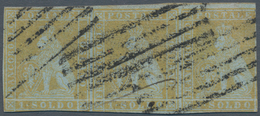 00874 Italien - Altitalienische Staaten: Toscana: 1851, 1 Soldo, Lemon Yellow On Bluish Paper, Cancelled, - Toskana