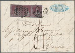 00878 Italien - Altitalienische Staaten: Toscana: 1851; 1 Crazia, Strip Of Three, Cancelled With A Mute Di - Tuscany
