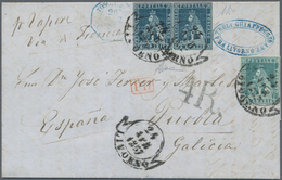 00892 Italien - Altitalienische Staaten: Toscana: 1851, 6 Crazie Blue On Gray Paper, Horizontal Pair, Toge - Toskana