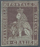 00894 Italien - Altitalienische Staaten: Toscana: 1851, 9 Crazie Brown Purple, Mint With Gum; With Certifi - Toscane