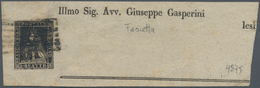 00903 Italien - Altitalienische Staaten: Toscana: 1857, 1 Q. Black, Isolated On A Newspaper Wrapper Direct - Toskana