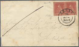 00907 Italien - Altitalienische Staaten: Toscana: 1857, 1 Crazia Carmine In Horizontal Pair On Letter For - Tuscany