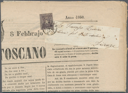 00917 Italien - Altitalienische Staaten: Toscana: 1860: Provisorial Government, 1 Cent. Violett Brown Tied - Toskana