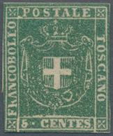 00918 Italien - Altitalienische Staaten: Toscana: 1860, Provisional Government, 5 Cents Green, Mint With G - Toscane