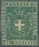 00918 Italien - Altitalienische Staaten: Toscana: 1860, Provisional Government, 5 Cents Green, Mint With G - Toskana