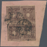 00920 Italien - Altitalienische Staaten: Toscana: 1860, Provisional Government, 10 Cents Brown, Block Of F - Toscane