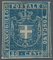 00921 Italien - Altitalienische Staaten: Toscana: 1860, Provisional Government, 20 Cents Blue, Mint With O - Tuscany