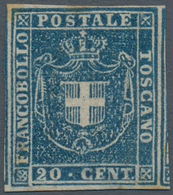 00921 Italien - Altitalienische Staaten: Toscana: 1860, Provisional Government, 20 Cents Blue, Mint With O - Toscana