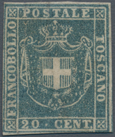 00924 Italien - Altitalienische Staaten: Toscana: 1860, Provisional Government, 20 Cents Light Blue Greeni - Toscana